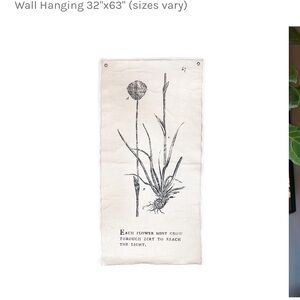 ach Flower Must Grow - Botanical Hand Painted Wall Hanging 32"x63" (sizes vary)